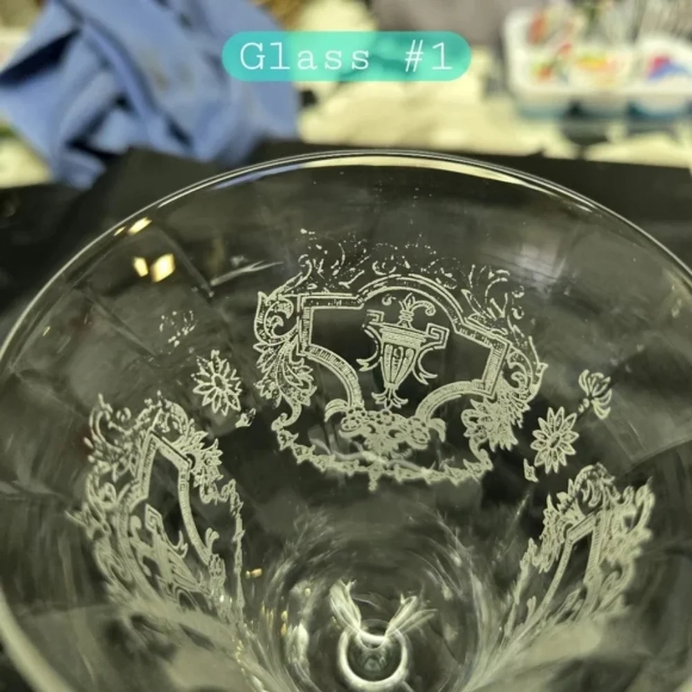 3 Morgantown Glass Co's Virginia Cordial Etched in Clear Wine/Water Glass